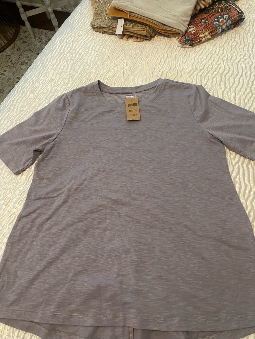 Duluth Trading Co Short Sleeve Crewneck Tee in Light Lavender-Gray